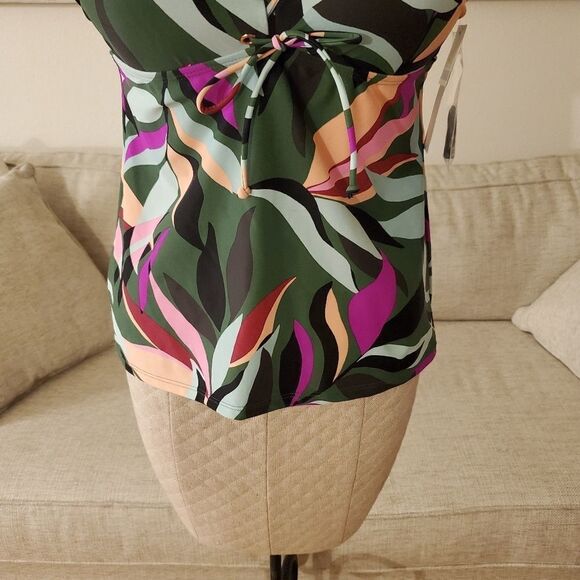 Hula Honey Hyper Tropics Printed Tankini Top- NEW - Picture 7 of 13